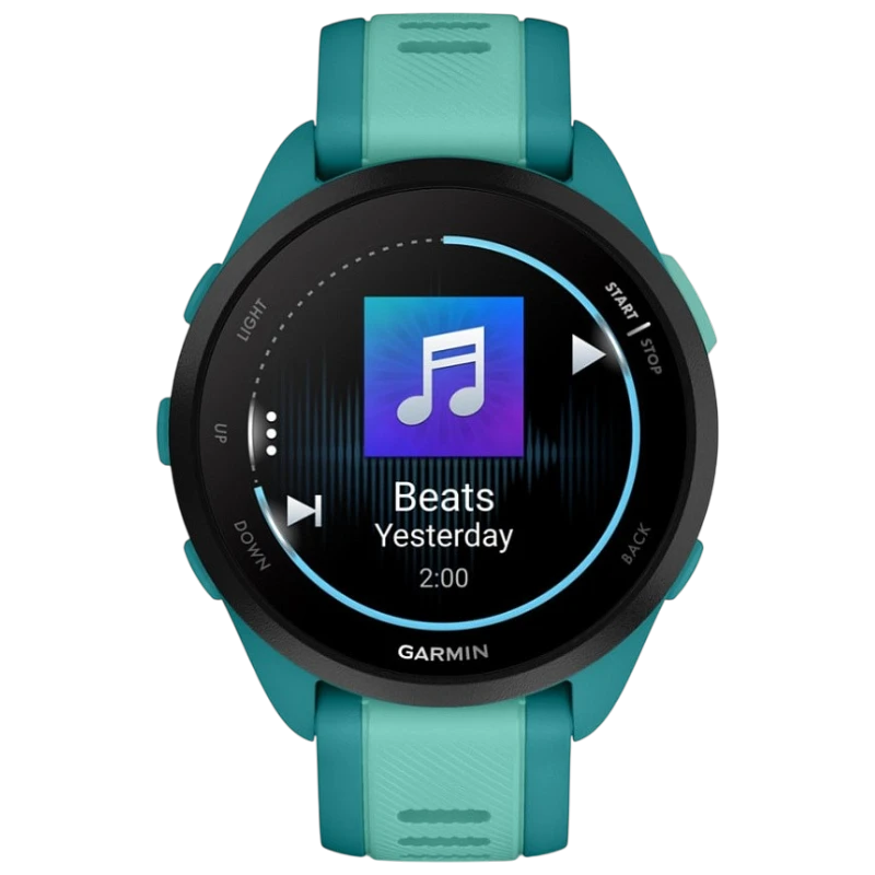 Спортивные часы Garmin Forerunner 165 Music, силиконовый ремешок цвета бирюзовый/«аква»