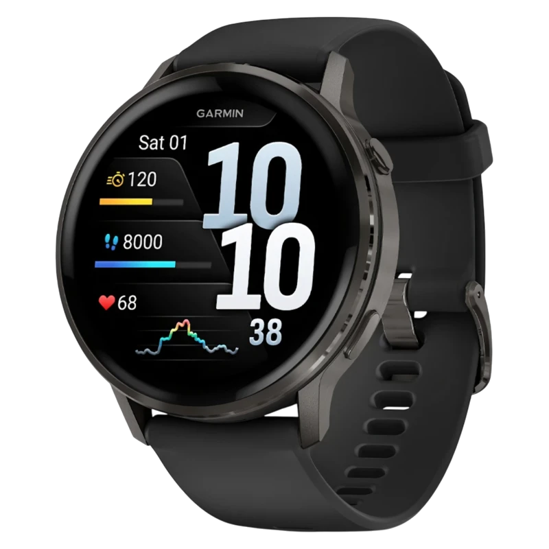 Garmin Venu 4 – 45мм Slate with Black Silicone band