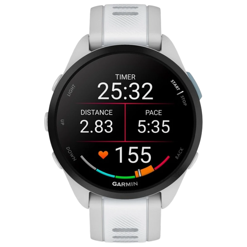 Спортивные часы Garmin Forerunner 165, силиконовый ремешок цвета «туманный серый»/«Уайтстоун»