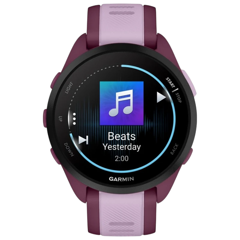 Спортивные часы Garmin Forerunner 165 Music, силиконовый ремешок цвета «ягодный»/лиловый