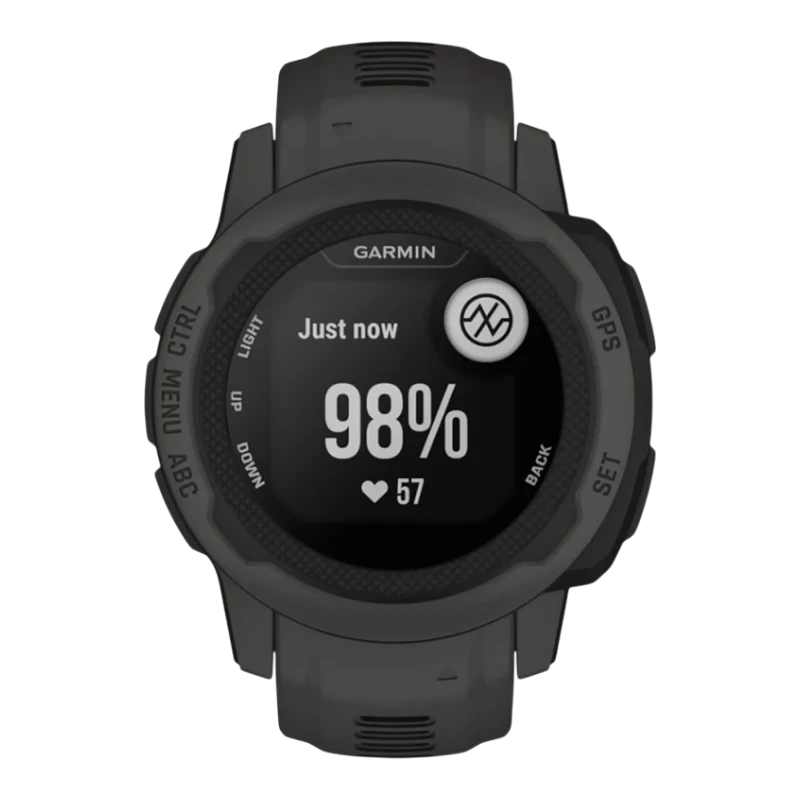 Спортивные часы Garmin Instinct 2 Solar, 45 мм, силиконовый ремешок графитового цвета