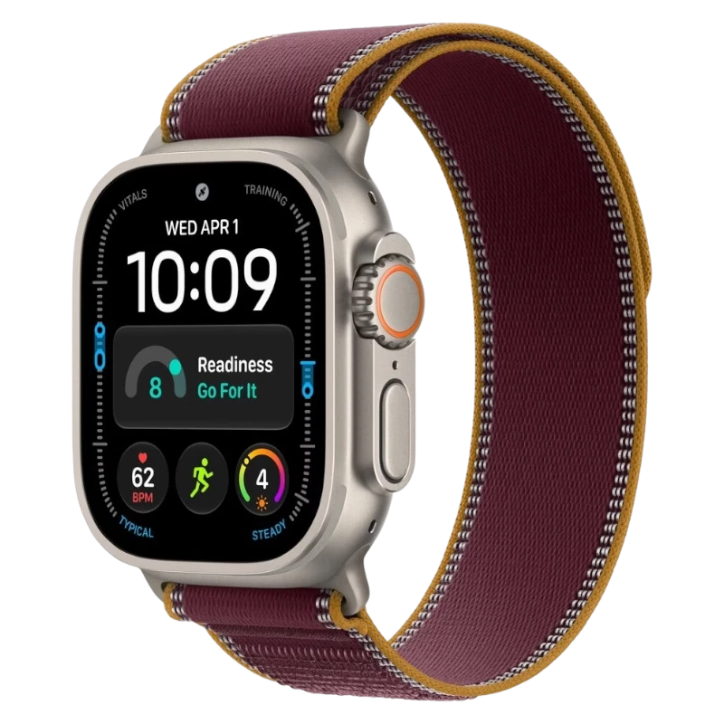 Apple Watch Ultra 4 49mm Natural Titanium Case with Trail Burgundy